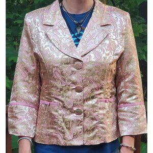 VTG Robert Lewis NewYork Women's Lg Pink Silk Jacket Tailored, Pockets,